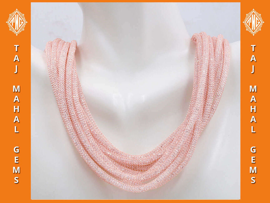 Rose Gold Mesh Sparkling Necklace - Trendy Necklace for Night Out
