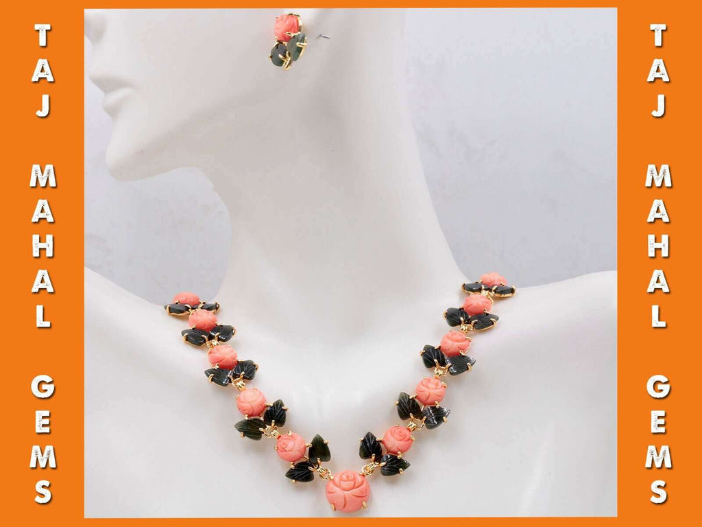 Handmade Pink Coral Statement Necklace: Indian Elegance