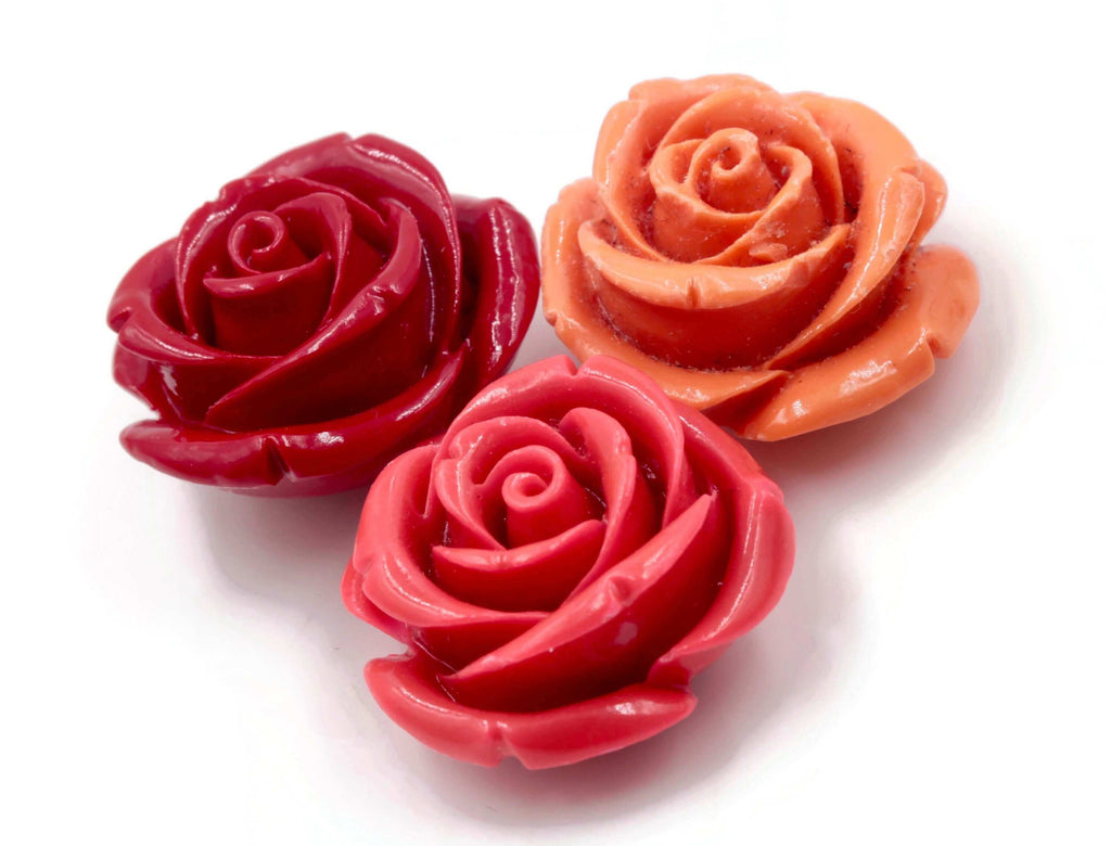 Red, Pink, Orange Rose Flower Shaped Coral for DIY Jewelry Making