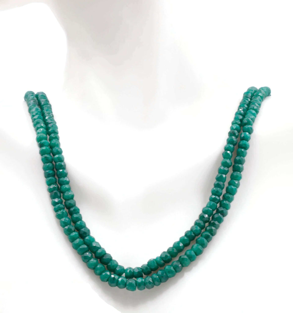 Indian Style Beaded Necklace with Natural Emeralds