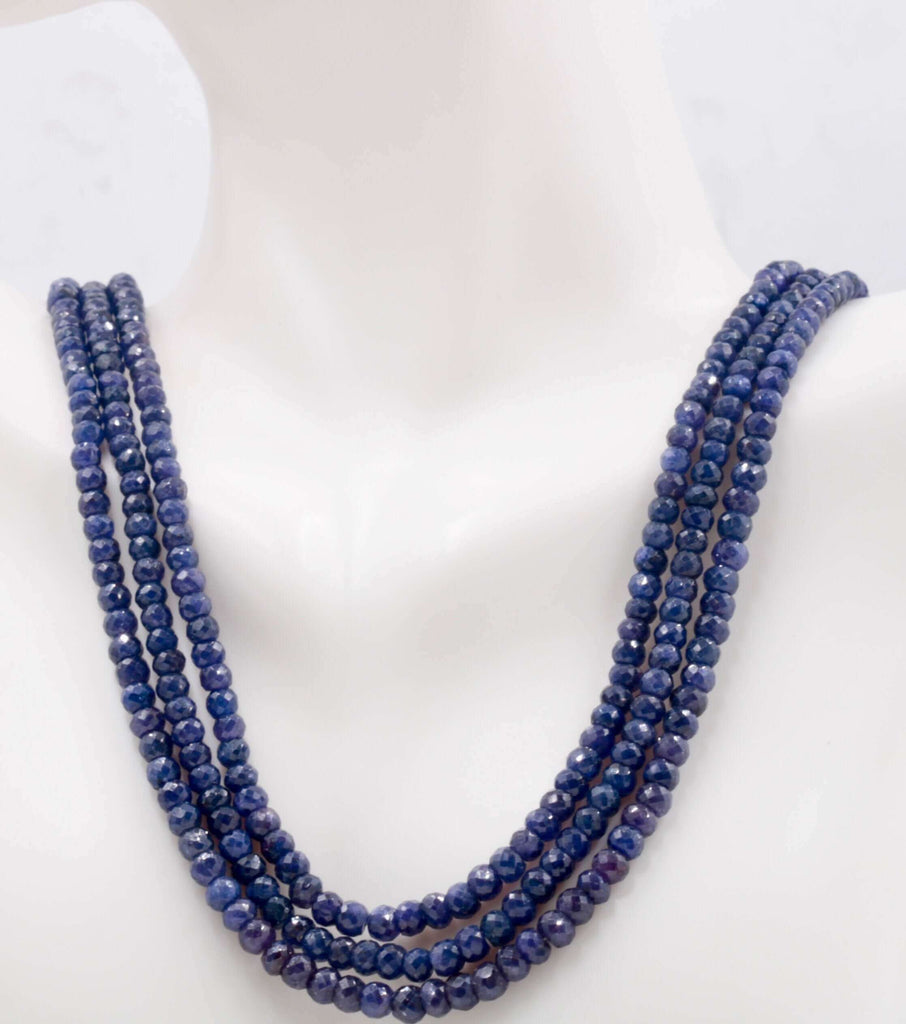 Natural Sapphire Gemstone Necklace: Blue Bead Charm