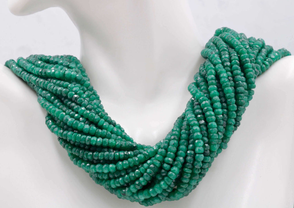 Traditional Indian Jewelry - Long & Layered Necklace with Natural Emeralds