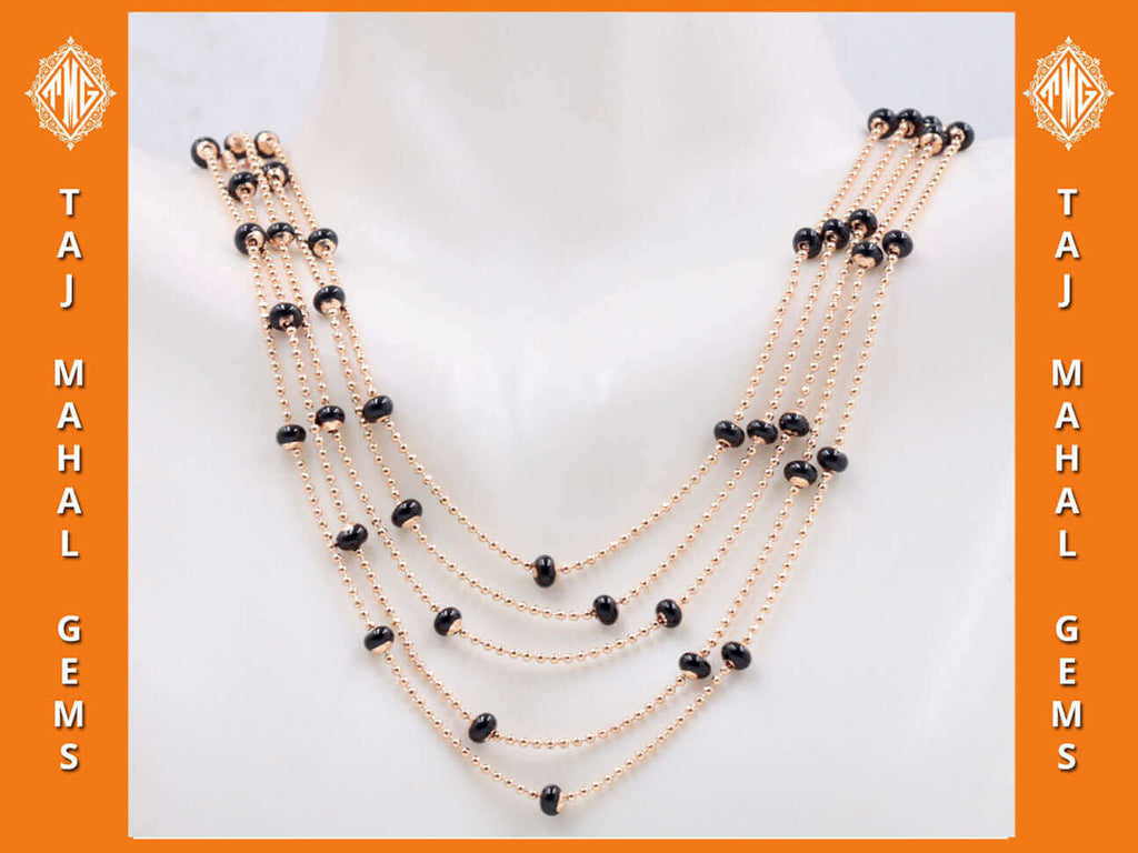 Rose Gold Necklace with Natural Black Onyx Jewelry