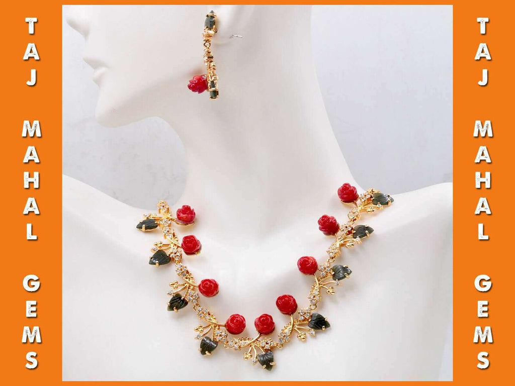 Indian Handmade jewelry set: Red Coral Jewelry 