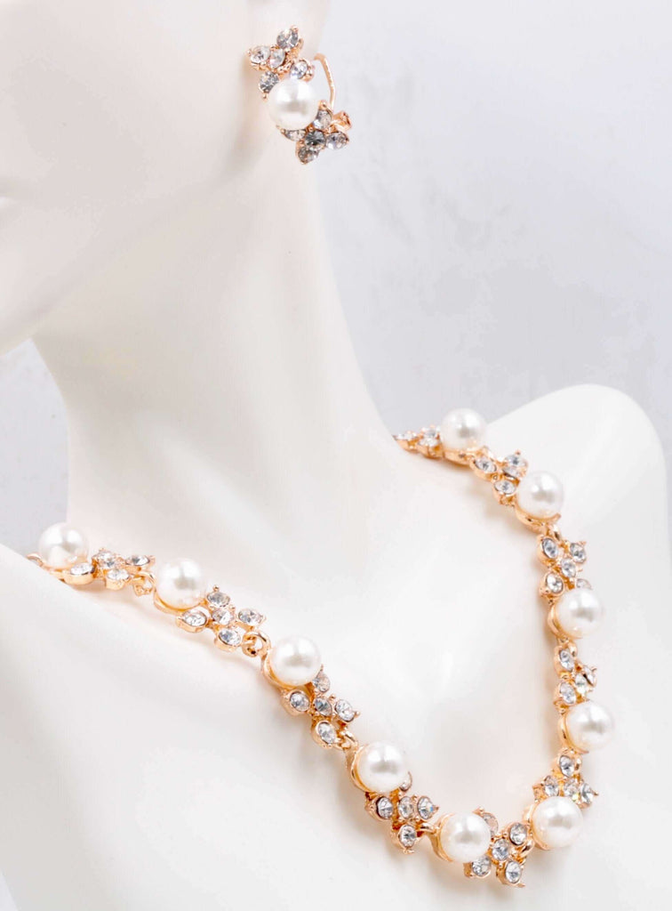 Pearl Jewelry Set: Handmade Necklace & Earrings