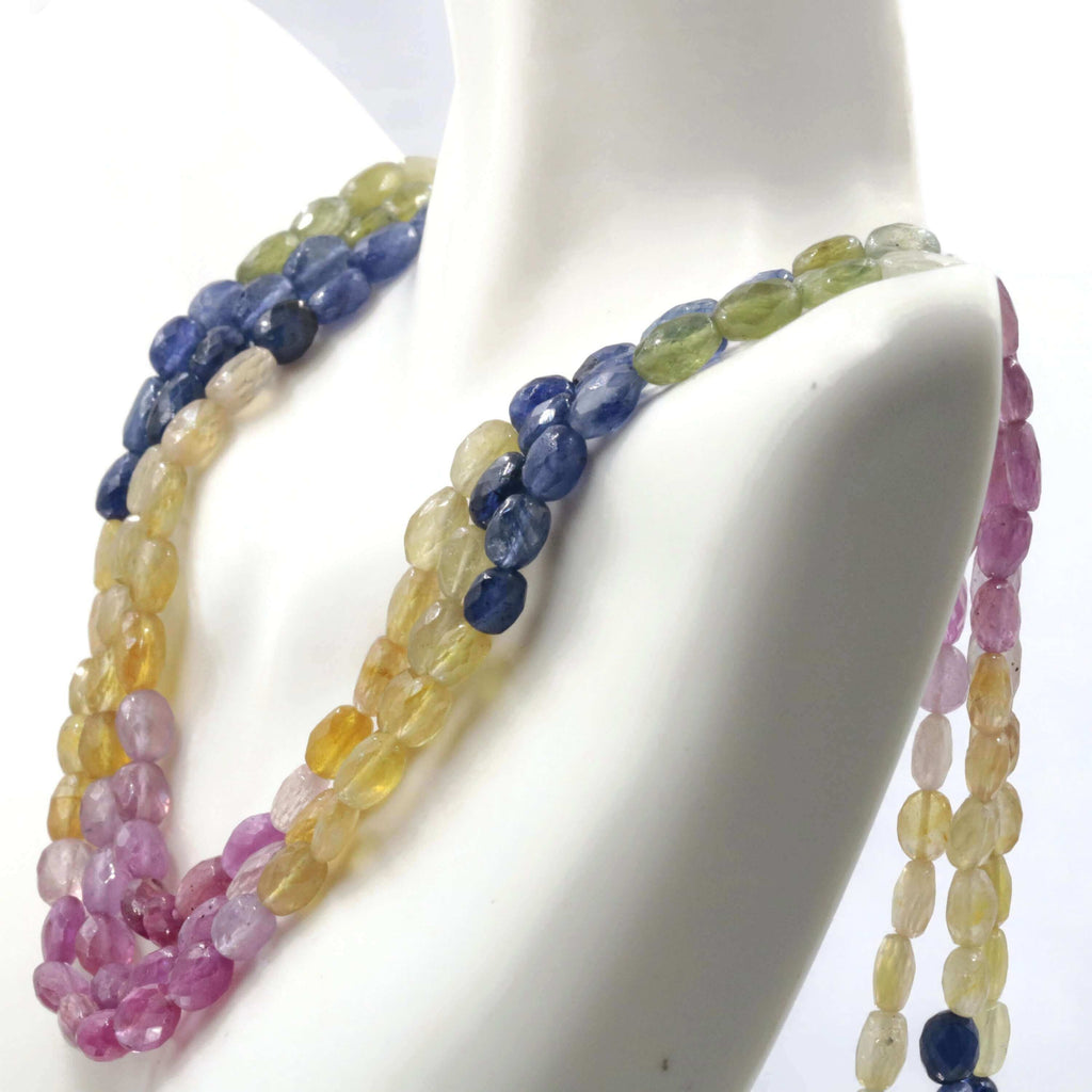 Natural Sapphire and Ruby Necklace: Vibrant Gemstones