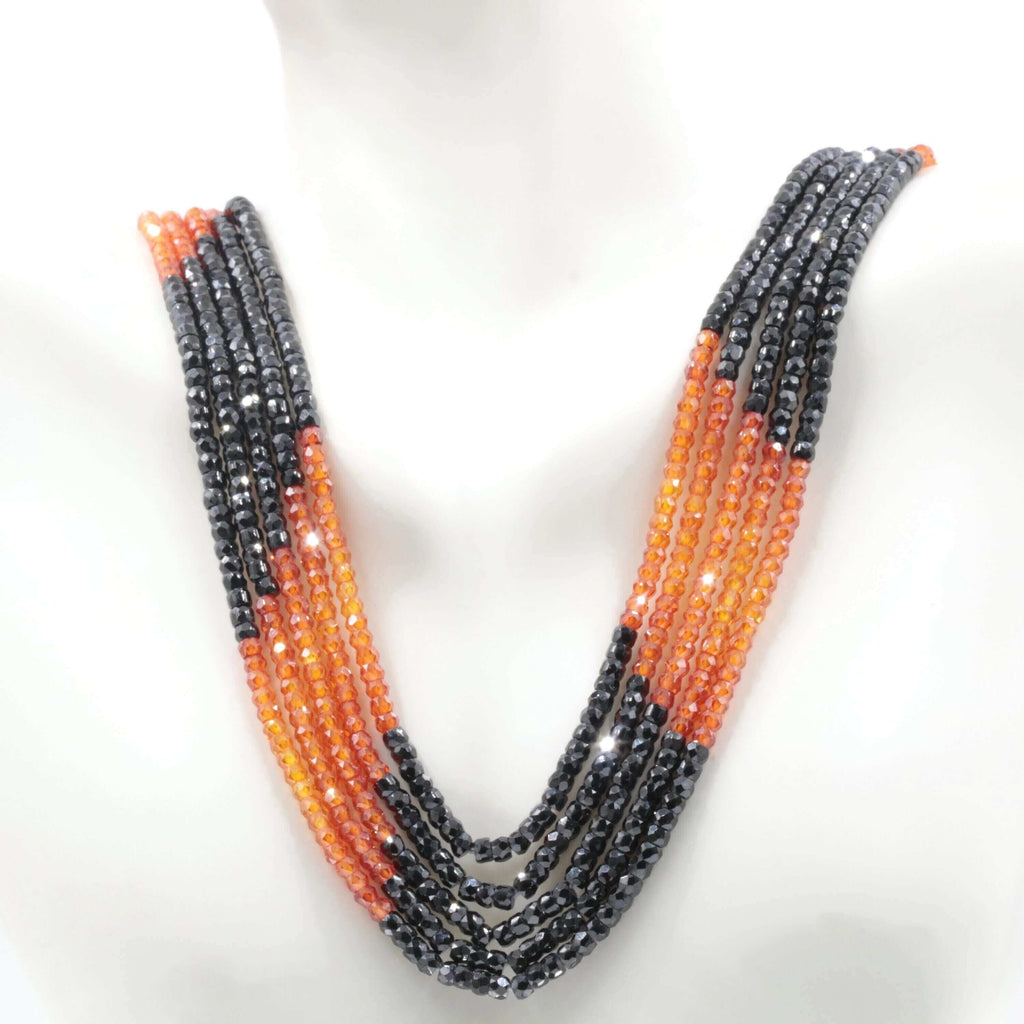 Bi-Color CZ Gemstone Sarafa Beaded Necklace