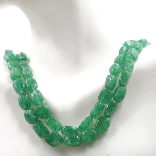 Natural Emerald Beaded Necklace with Sarafa Design from India