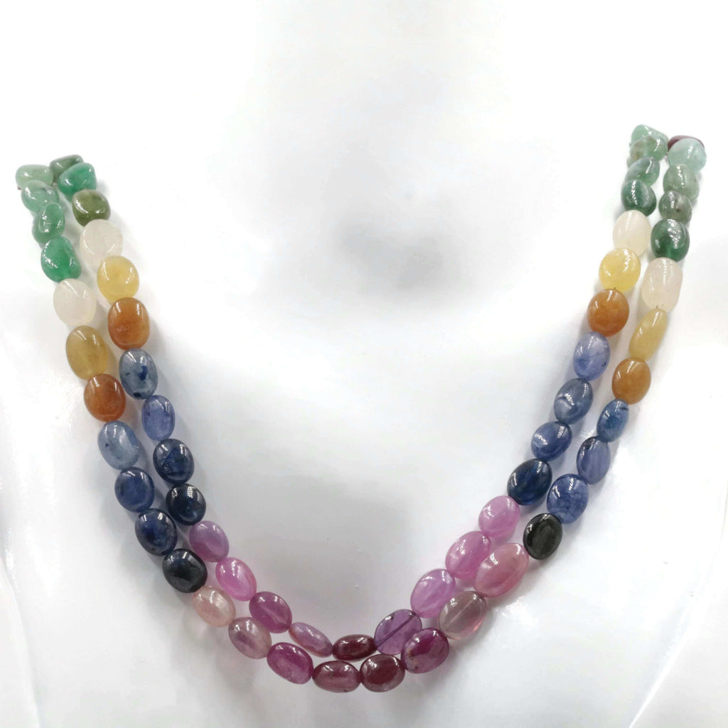 Jewelry Birthday Present for September: Natural Sapphire, Emerald & Ruby Necklace
