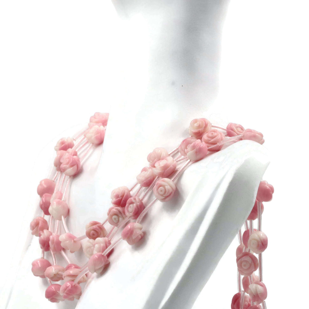 Pink Italian Coral Beaded Necklace with Large Bead
