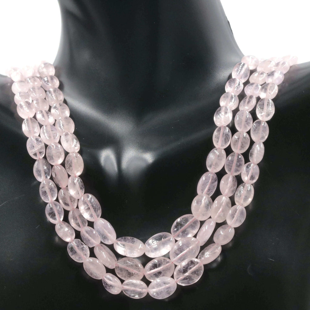 Natural Pink Morganite Beaded Necklace with Layers