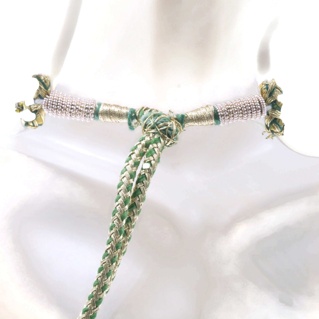 Green & White Faceted CZ Beaded Necklace with Indian Style