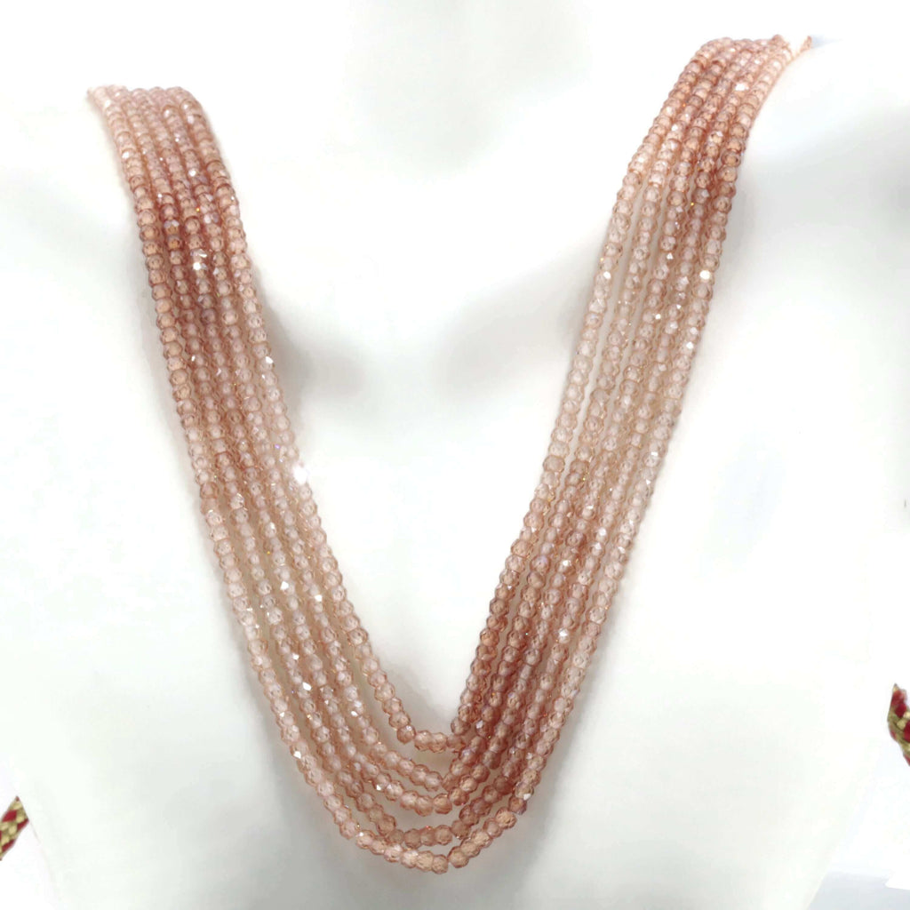 Champagne Color Zircon Beaded Necklace: Natural Gemstone Charm