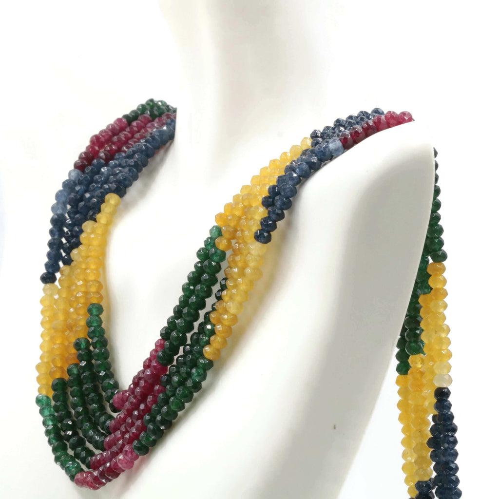 Indian Sarafa Jewelry - Natural Colorful Quartz Beads Necklace