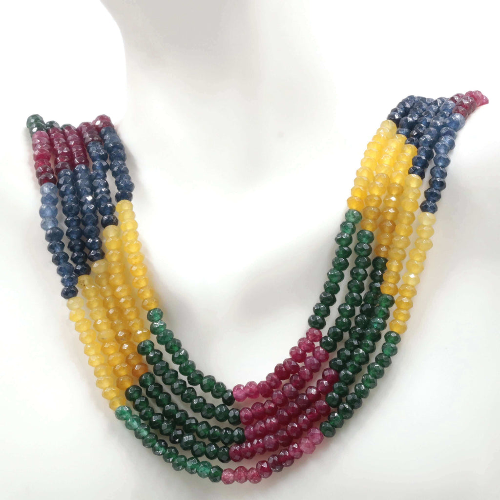 Natural Colorful Quartz Necklace with Multi Strands - Indian Jewelry