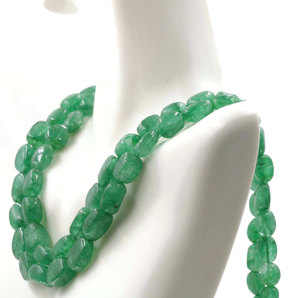 Handcrafted Emerald Beaded Necklace with Sarafa Design from India