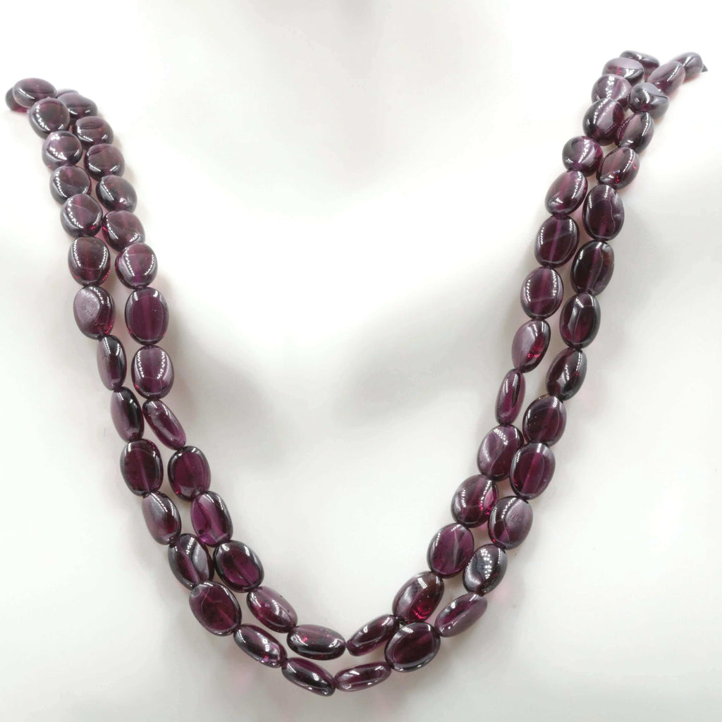Beaded Oval Rhodolite Garnet Necklace: Vibrant Hue