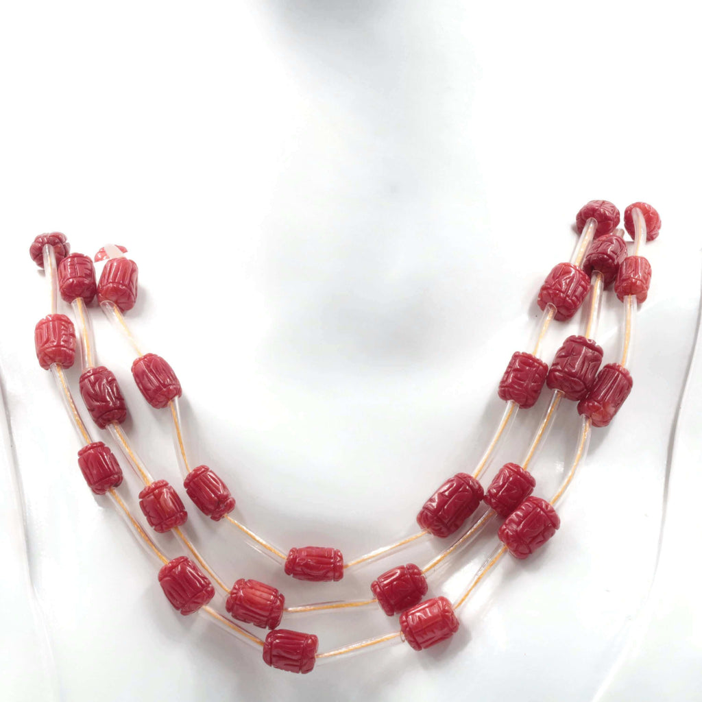 Italian Red Coral Strand: Carved Antique Beauty