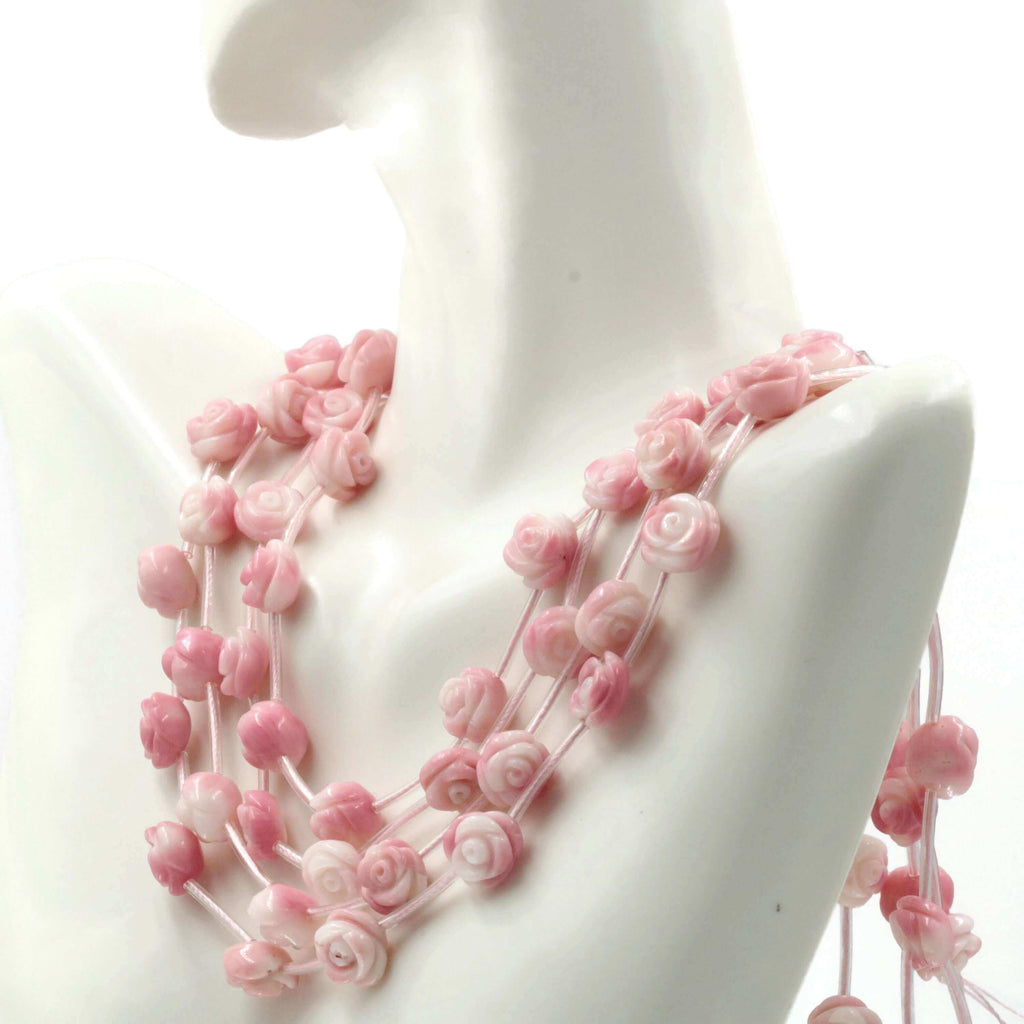 Italian Coral Beaded Necklace with Large Bead