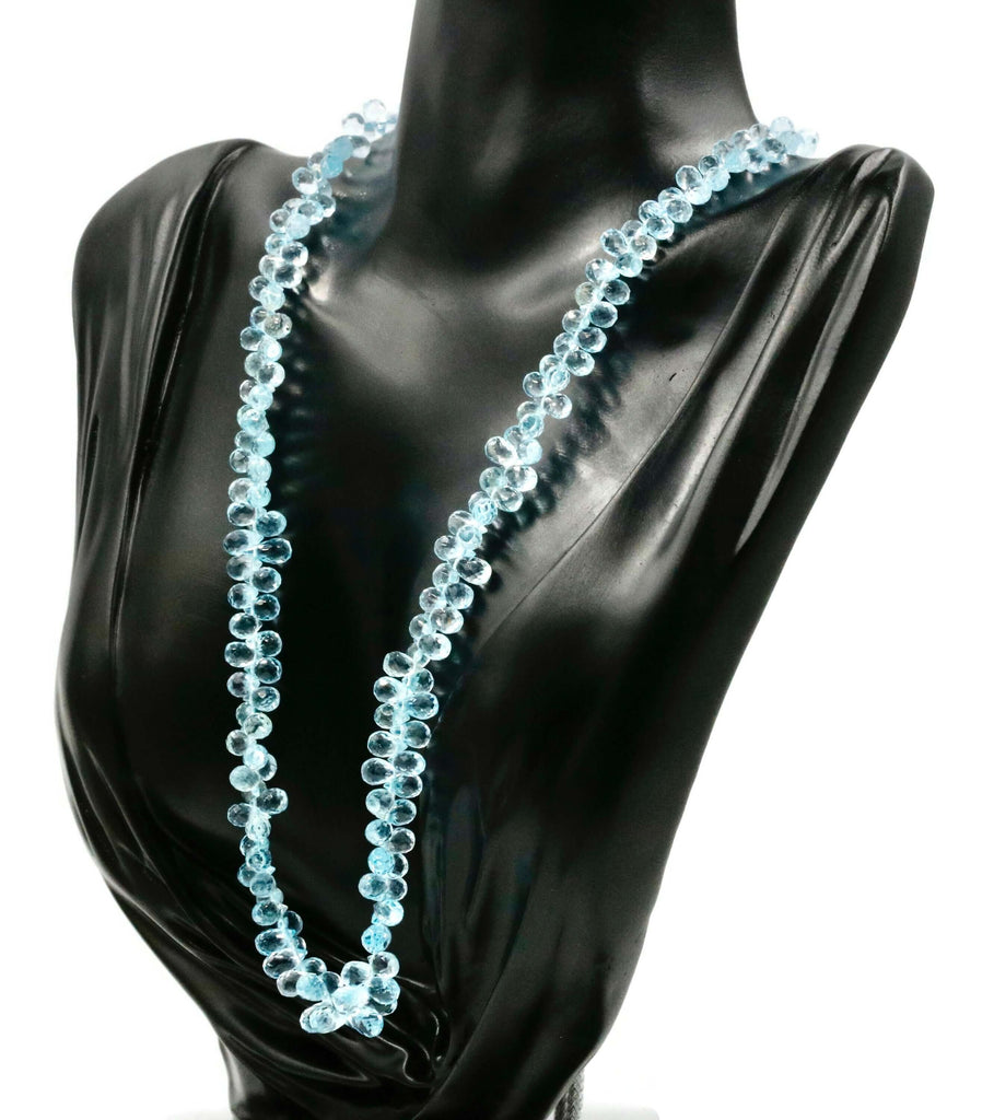 Faceted Natural Blue Topaz Necklace for Wedding Gift