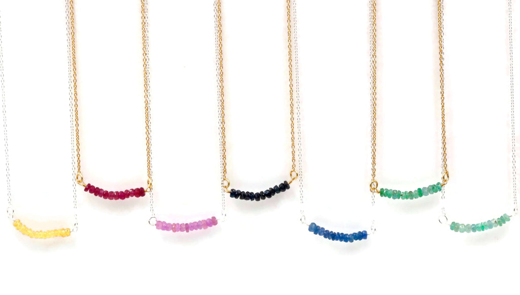 Dainty Sapphire, Ruby & Emerald Necklace: Healing Charms
