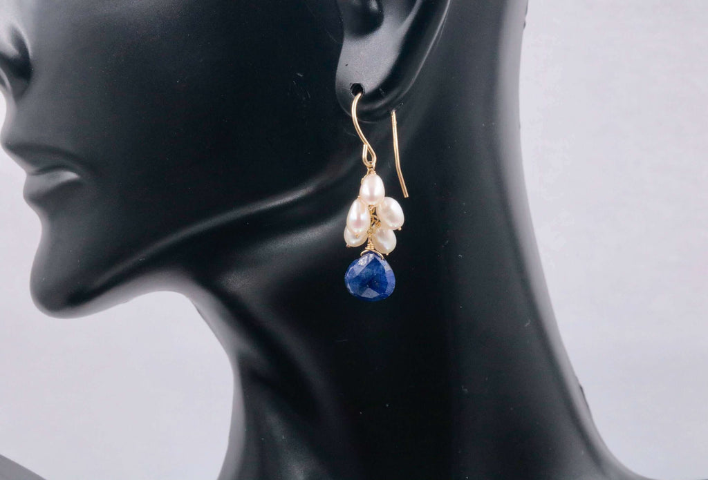 Sapphires & Pearls Drop Earrings for Parties