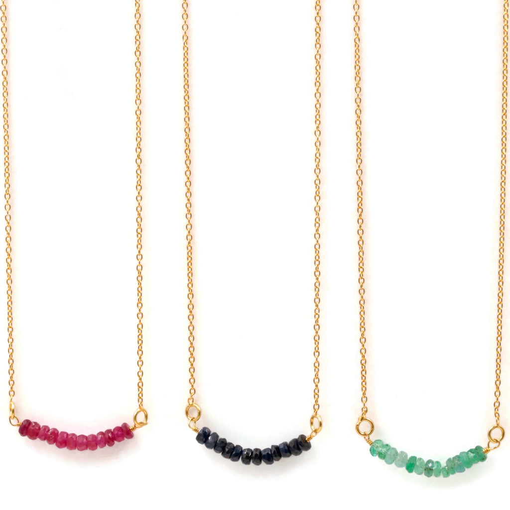 Gemstone Birthstone Jewelry: Sapphire, Ruby & Emerald Necklace