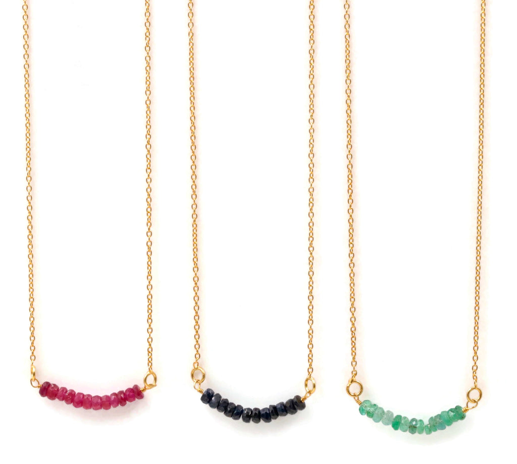 Gemstone Birthstone Jewelry: Sapphire, Ruby & Emerald Necklace