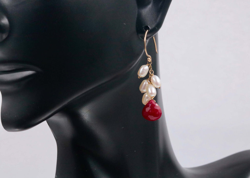14K Gold Ruby Gemstone Earrings