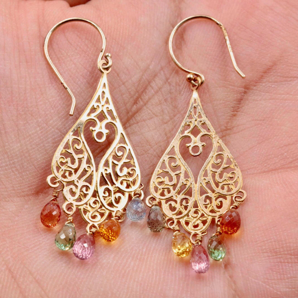 Had Crafted 14K Gold & Sapphire Earring