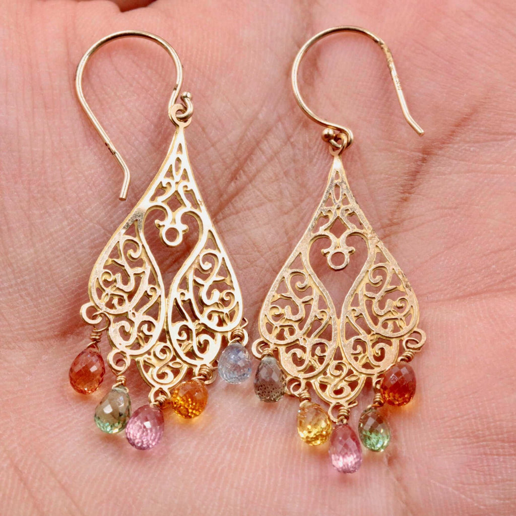 Gold Earring with Sapphire Jewelry