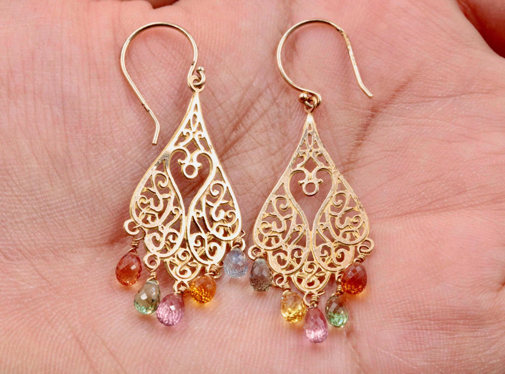 Gold Earring with Sapphire Jewelry