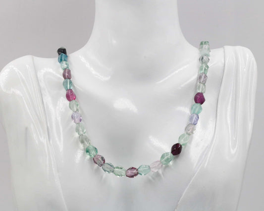 Multi Color Fluorite Bead Necklace - Taj Mahal Gems