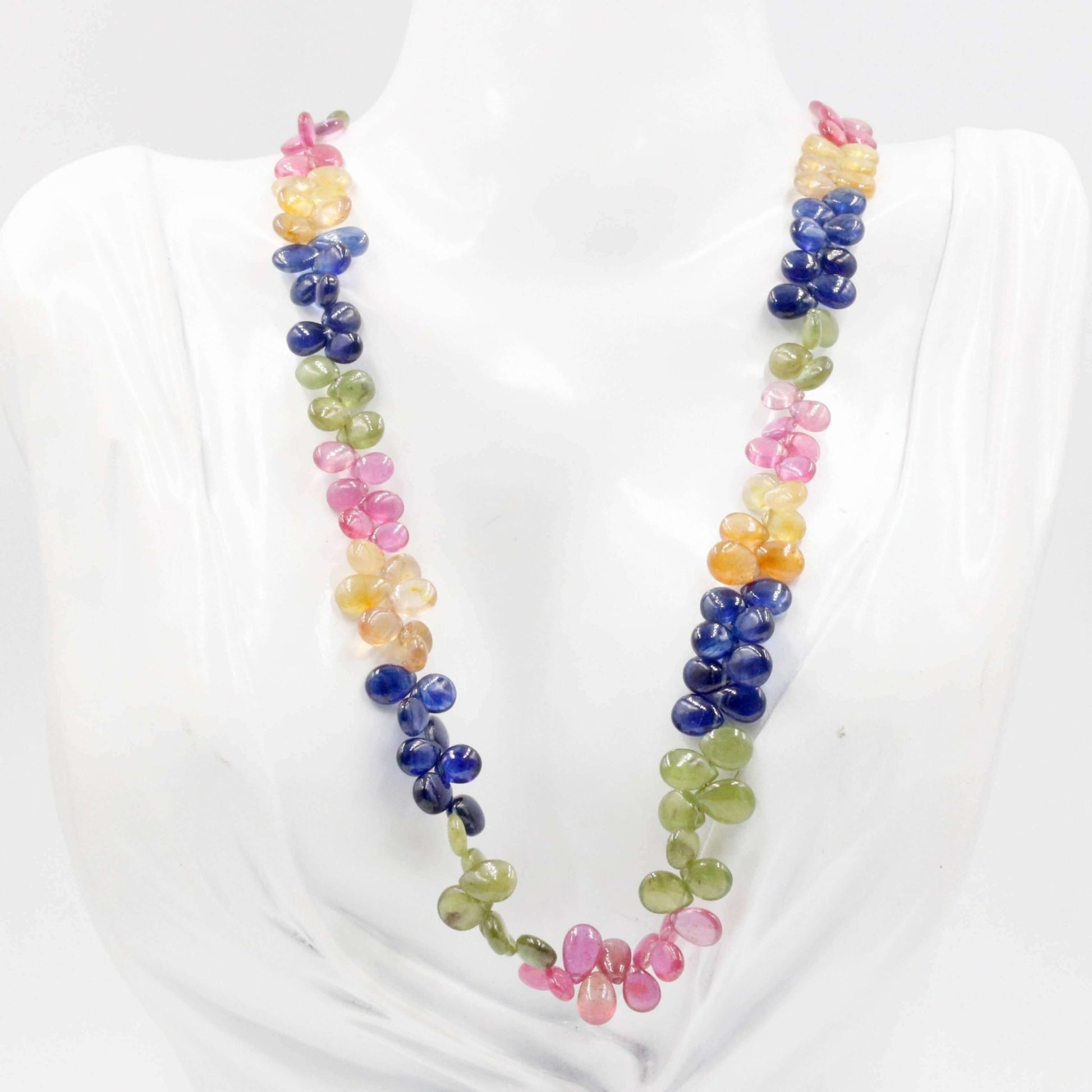 Multi - Color Sapphire and Ruby Beaded Necklace - Taj Mahal Gems