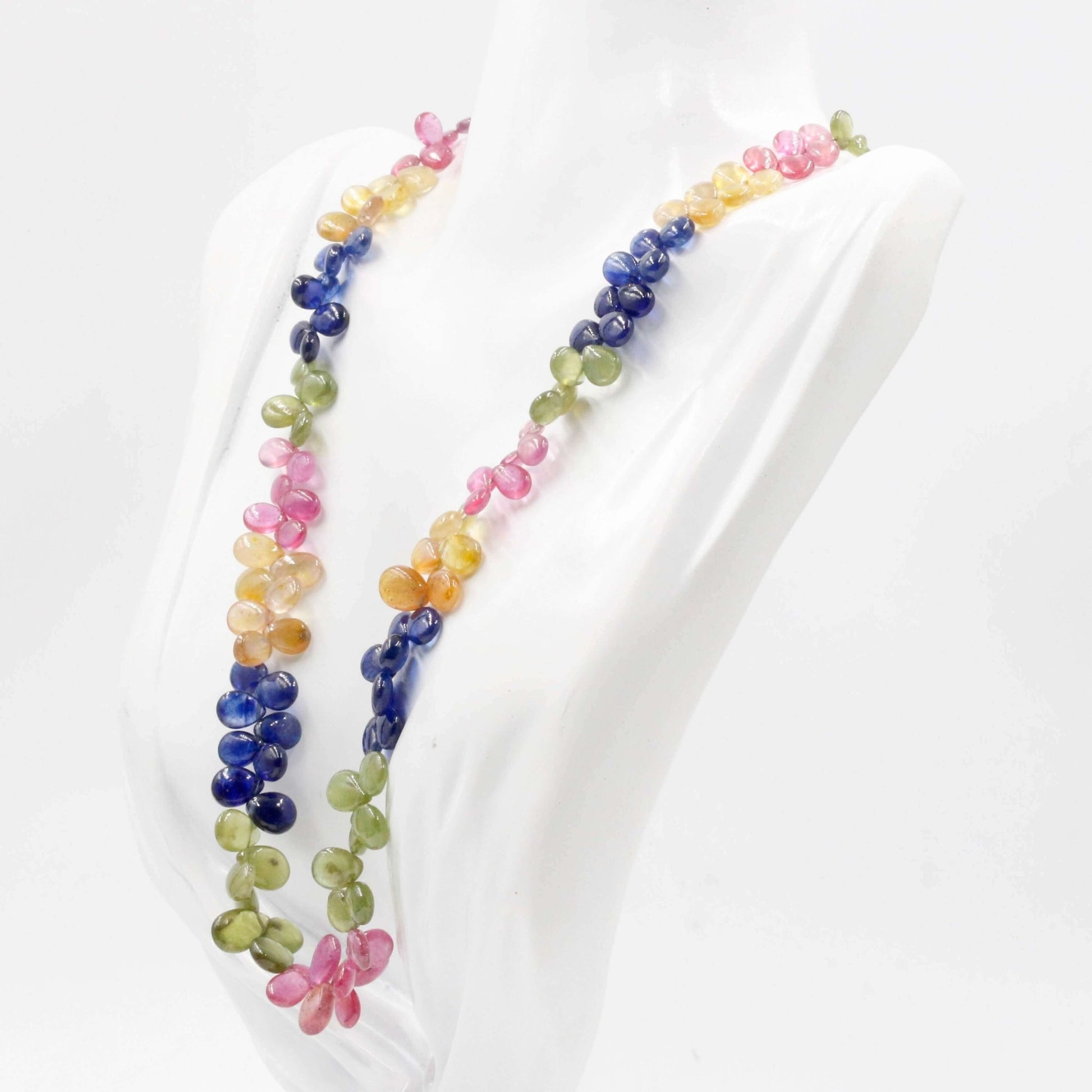 Multi - Color Sapphire and Ruby Beaded Necklace - Taj Mahal Gems