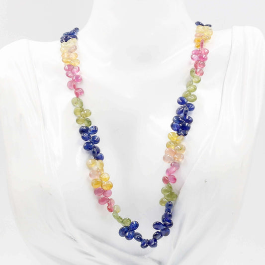 Multi Color Sapphire and Ruby Beaded Necklace - Taj Mahal Gems