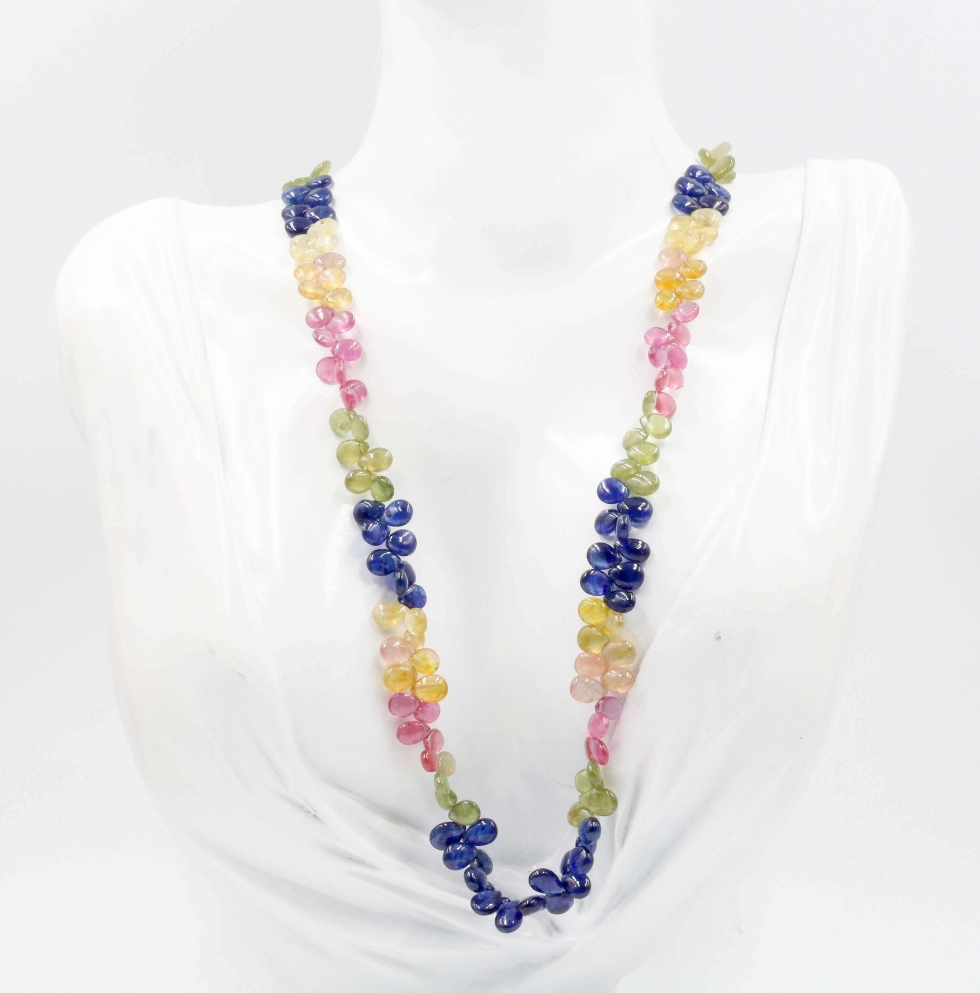 Multi Color Sapphire and Ruby Beaded Necklace - Taj Mahal Gems