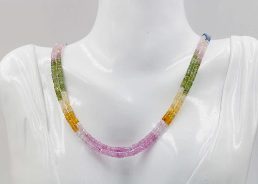 Multi color Sapphire and Ruby Beaded Strand - Taj Mahal Gems