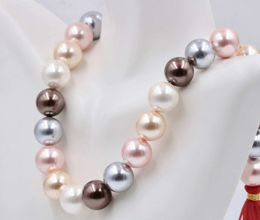Multi - Color Shell Pearl Beads Strand - Taj Mahal Gems