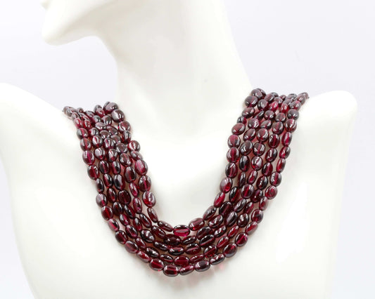 Multi Strand Rhodolite Garnet Beaded Necklace - Taj Mahal Gems