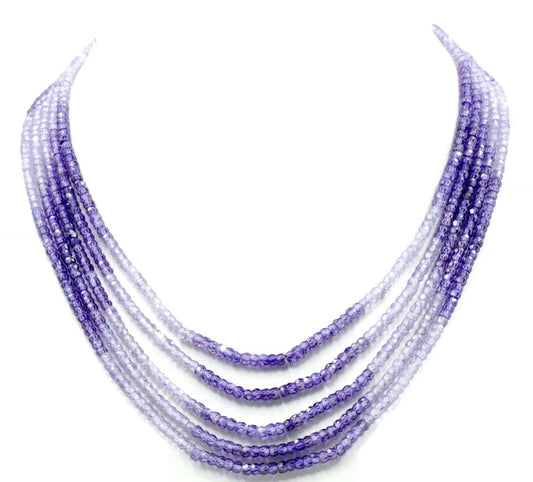 Multicolor Violet CZ Beaded Necklace - Taj Mahal Gems