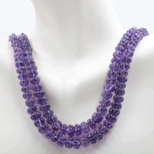 Natural Amethyst Pumpkin Beads Necklace - Taj Mahal Gems