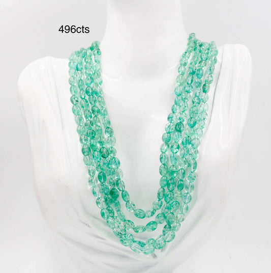 Natural Emerald Beaded Necklace - Taj Mahal Gems