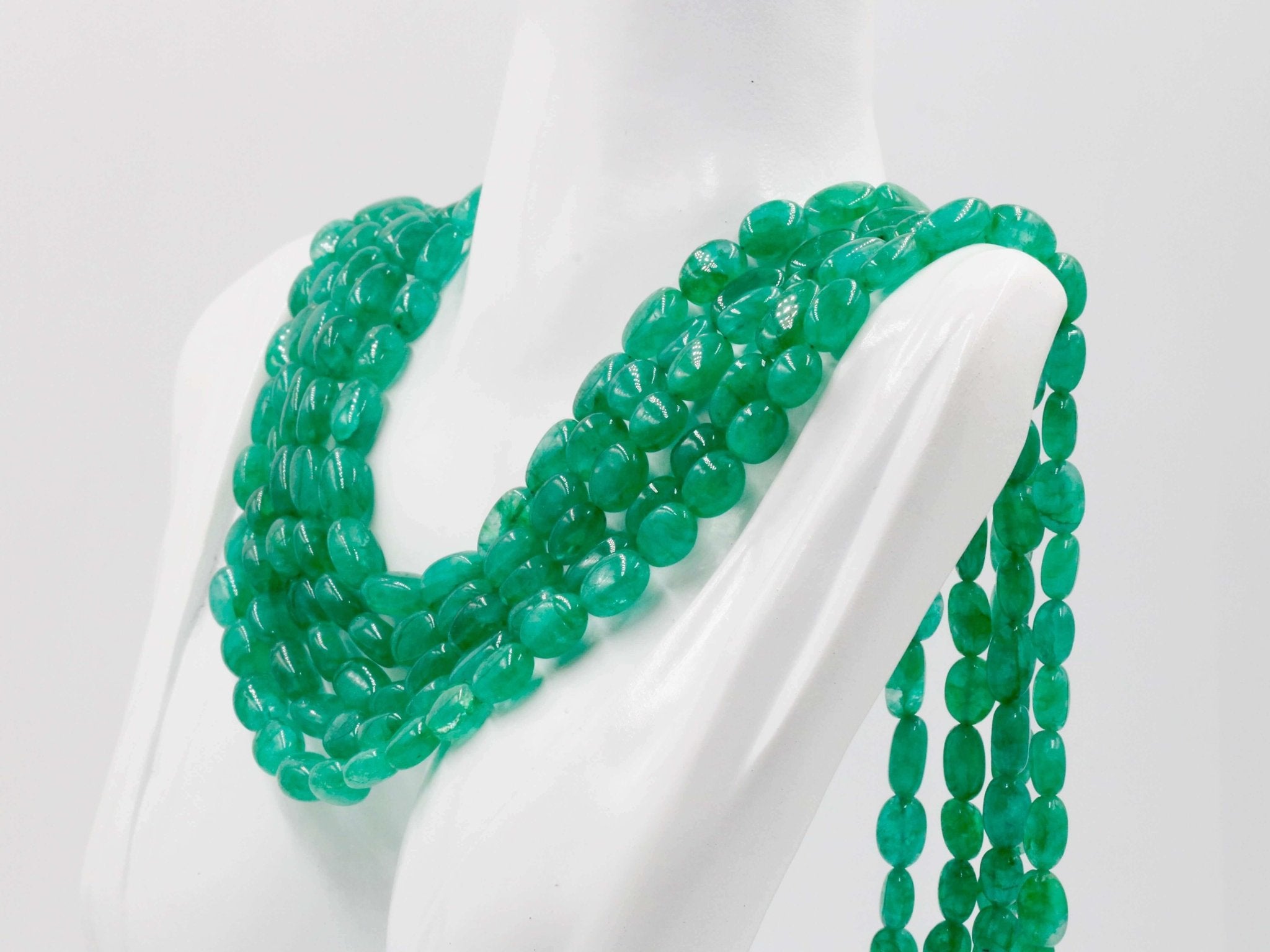 Natural Emerald Beaded Necklace - Taj Mahal Gems
