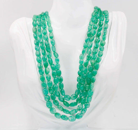 Natural Emerald Beaded Necklace - Taj Mahal Gems