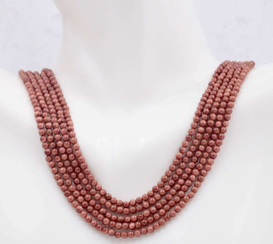 Natural Goldstone Sandstone Beads Strand - Taj Mahal Gems