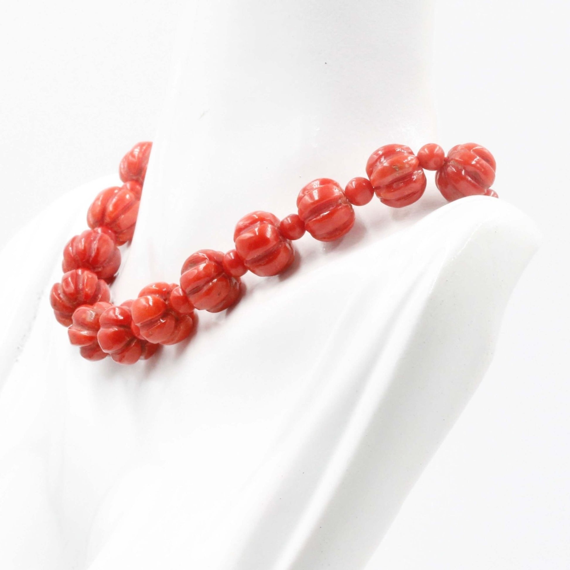 Coral Beads Strand showcasing vibrant Italian Natural Red Coral for mental and spiritual peace.