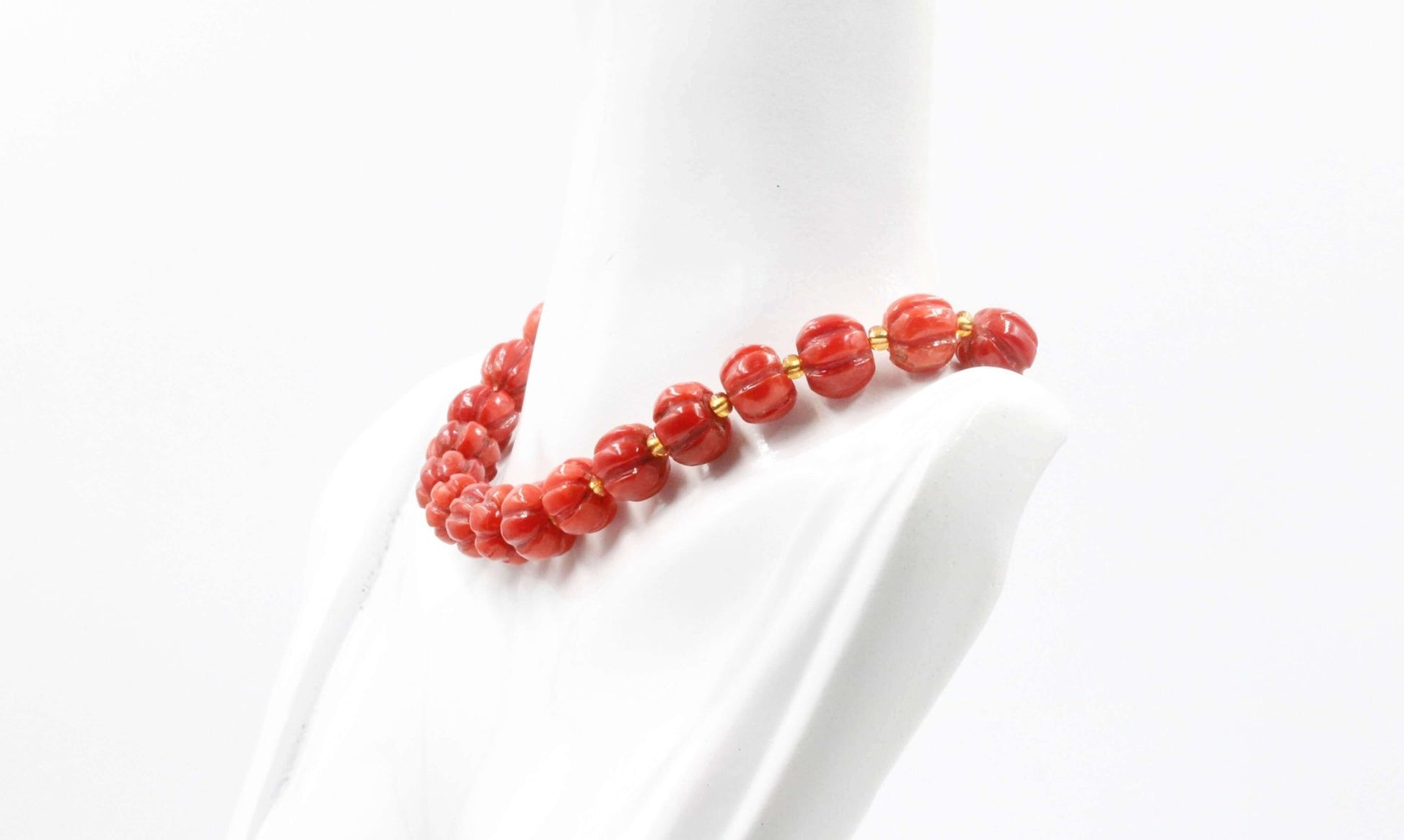 Natural Italian Coral Pumpkin Strand - Taj Mahal Gems