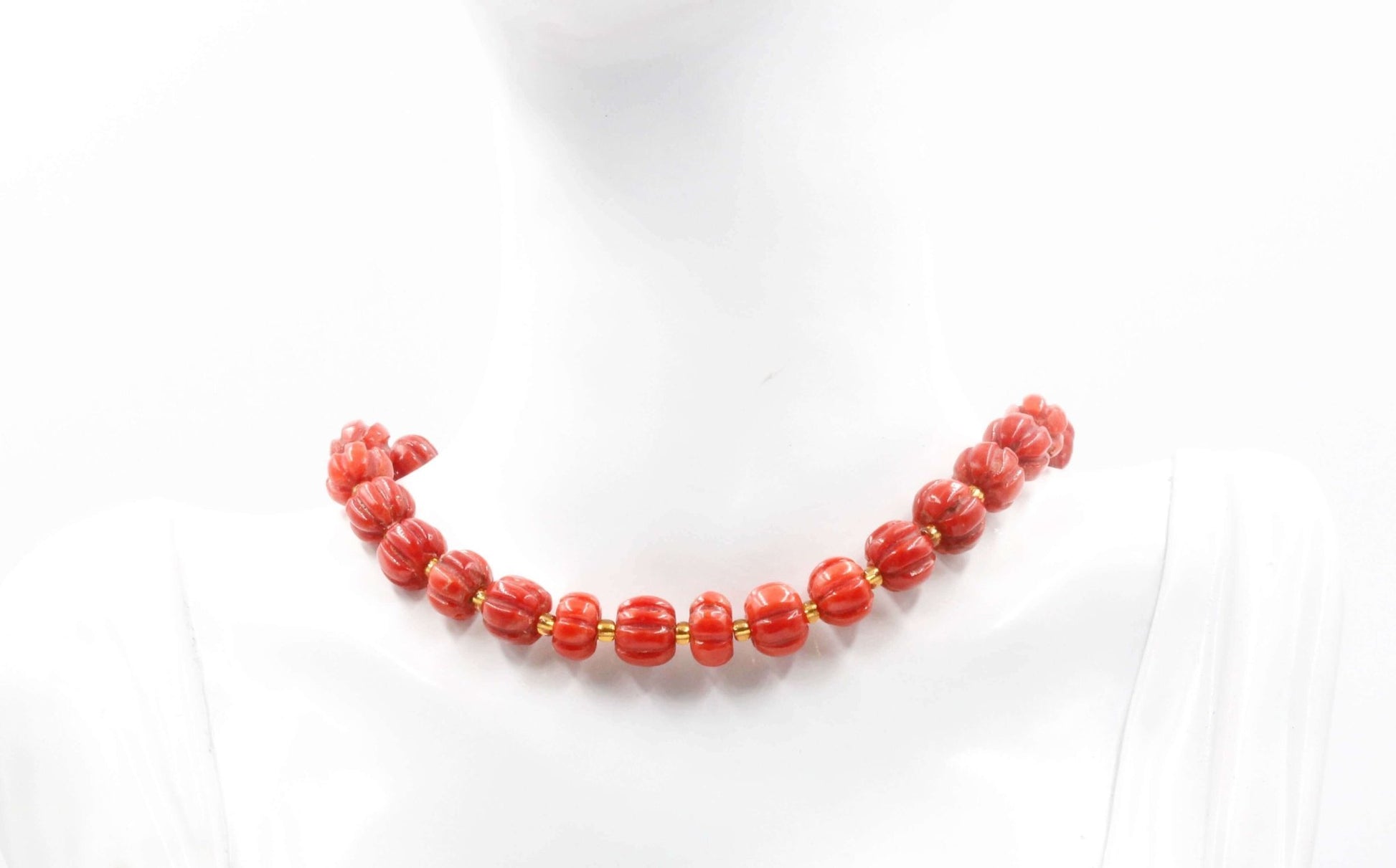 Natural Italian Coral Pumpkin Strand - Taj Mahal Gems
