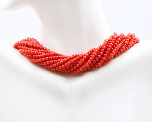 Natural Orange Coral Beads Strand - Taj Mahal Gems